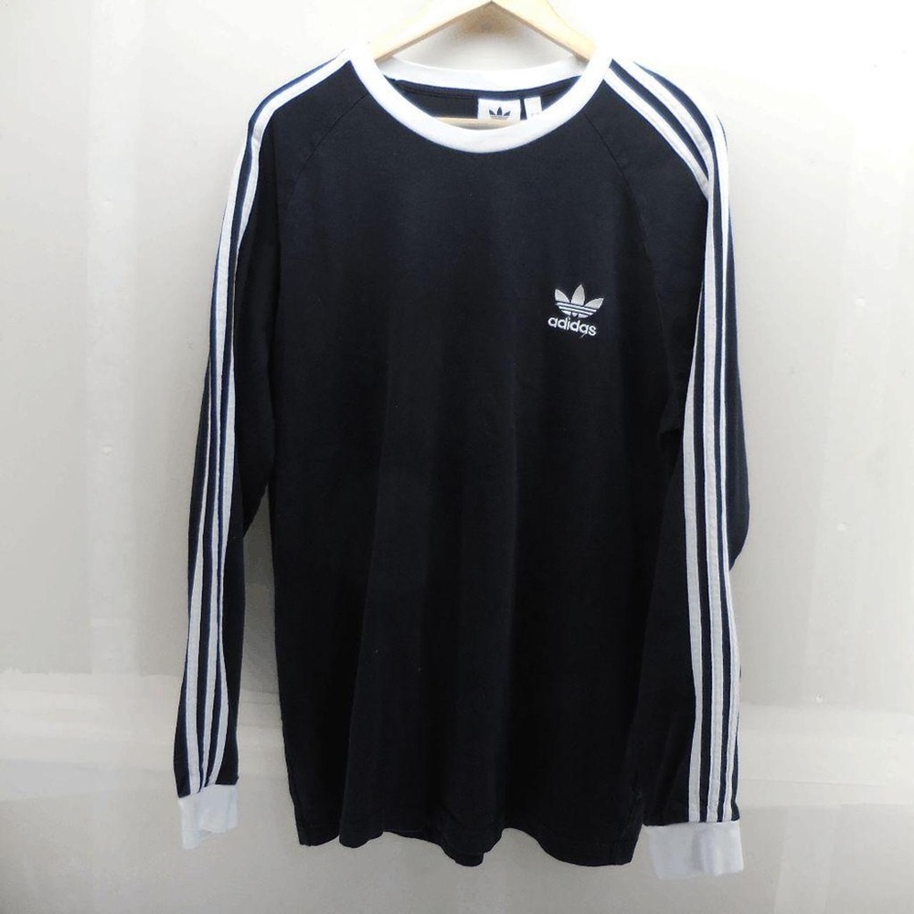 adidas Black Long Sleeve Shirt with White Stripes